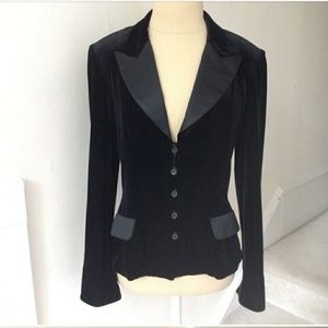 Black Velvet Satin Women's Tuxedo Blazer XL